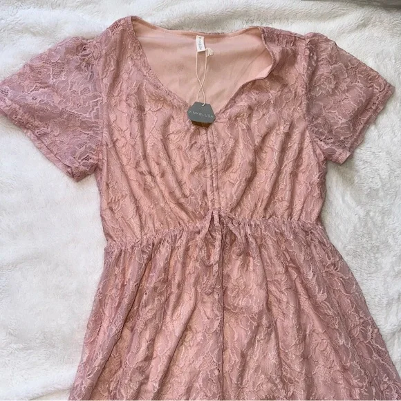 PinkBlush Maternity Lace Short Sleeve Dress Women's Medium NWT Tie Waist Girly - Picture 3 of 10